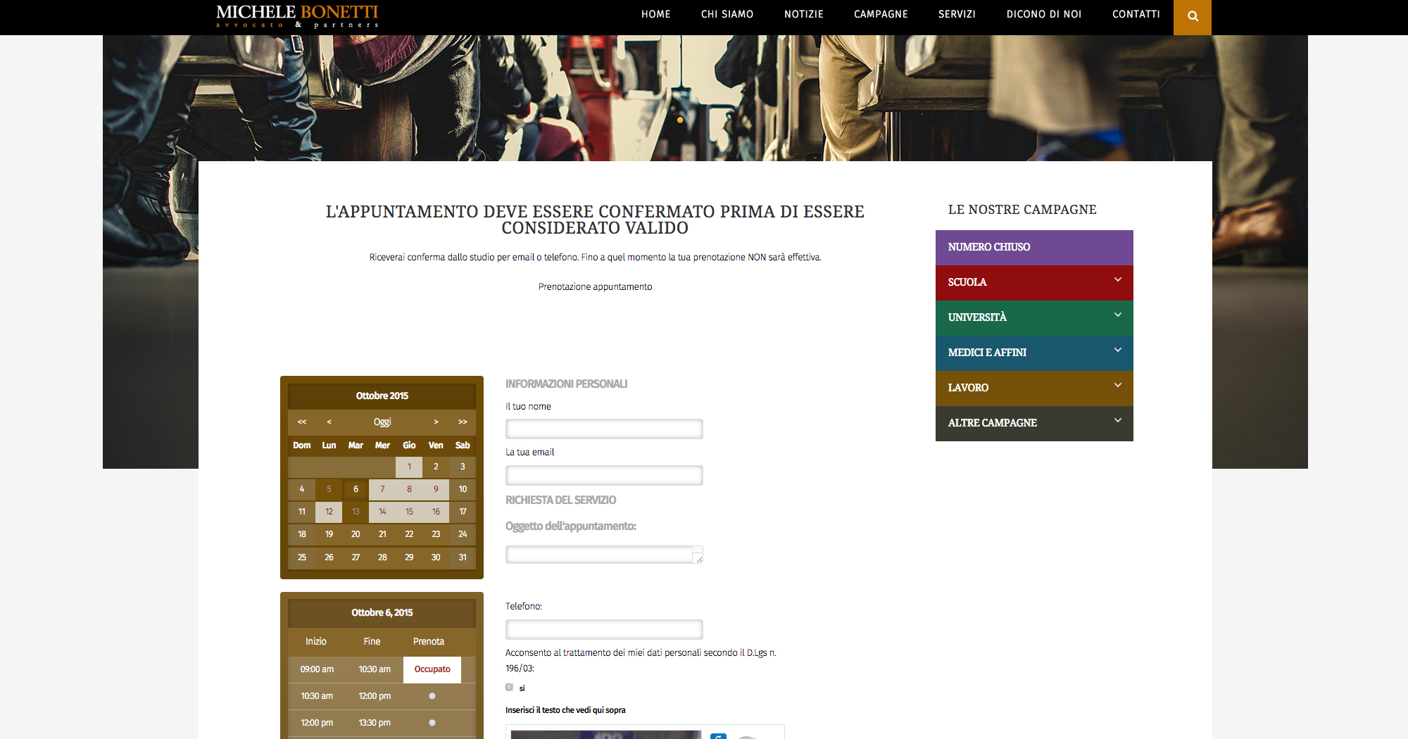 Sito web - Prenotazione appuntamento